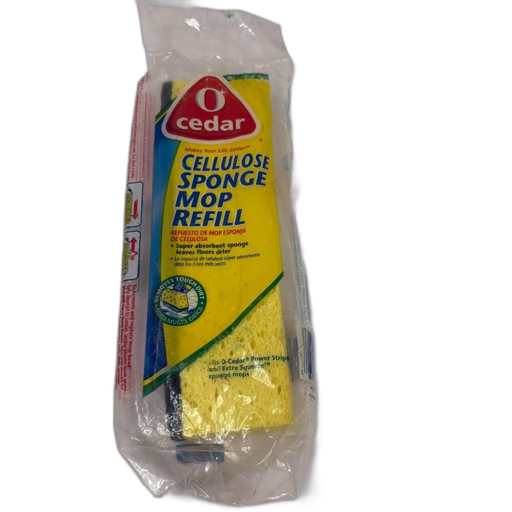 O-Cedar Yellow Cellulose Sponge Mop Refill Power Strip Extra Squeeze NEW NOS